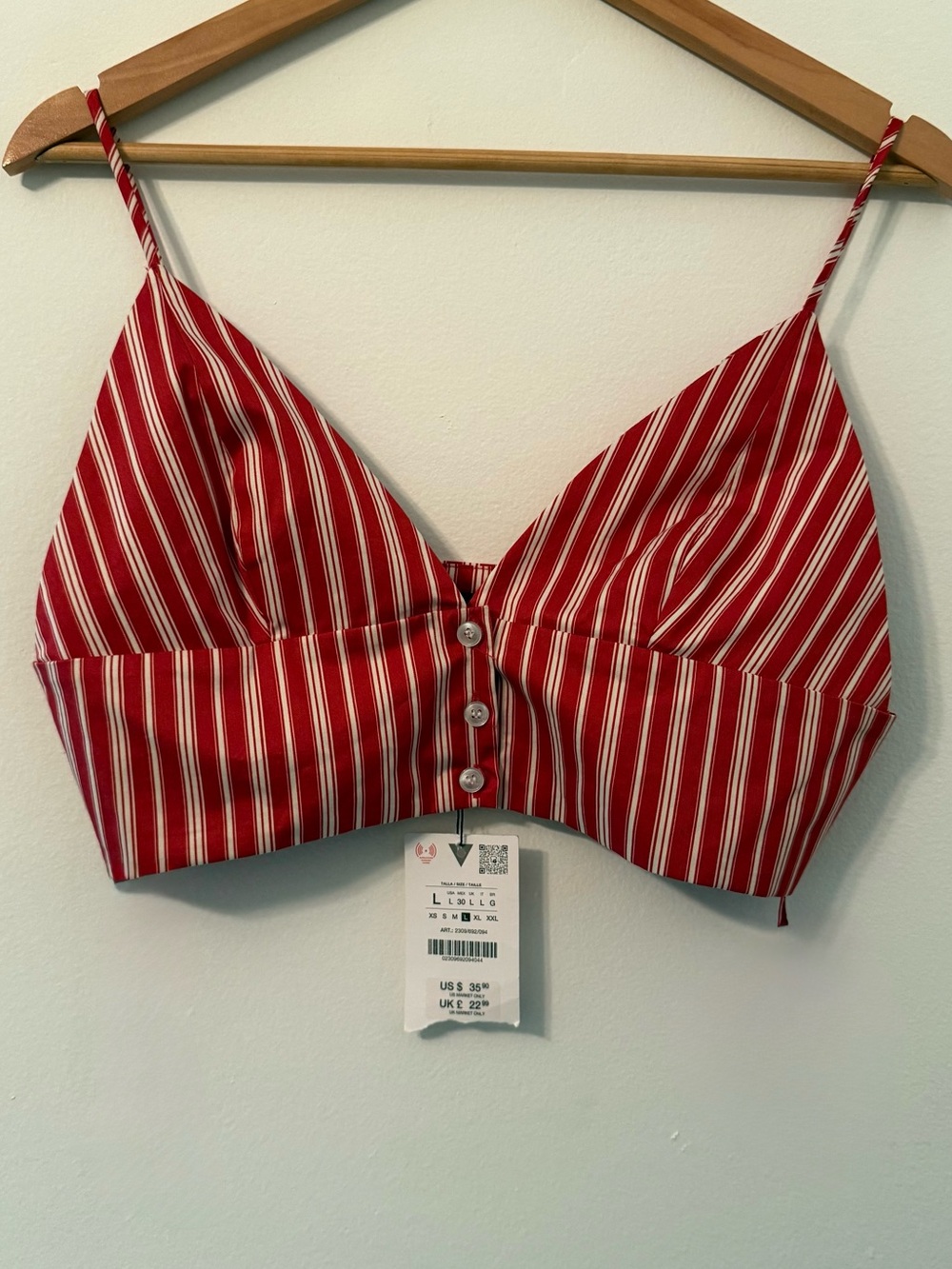 Zara Red and White Striped Bralette